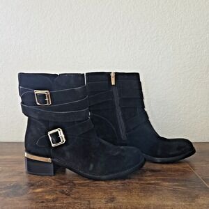 VINCE CAMUTO WEBEY Women's Size 10M/42 Black Leather Upper Ankle Boots